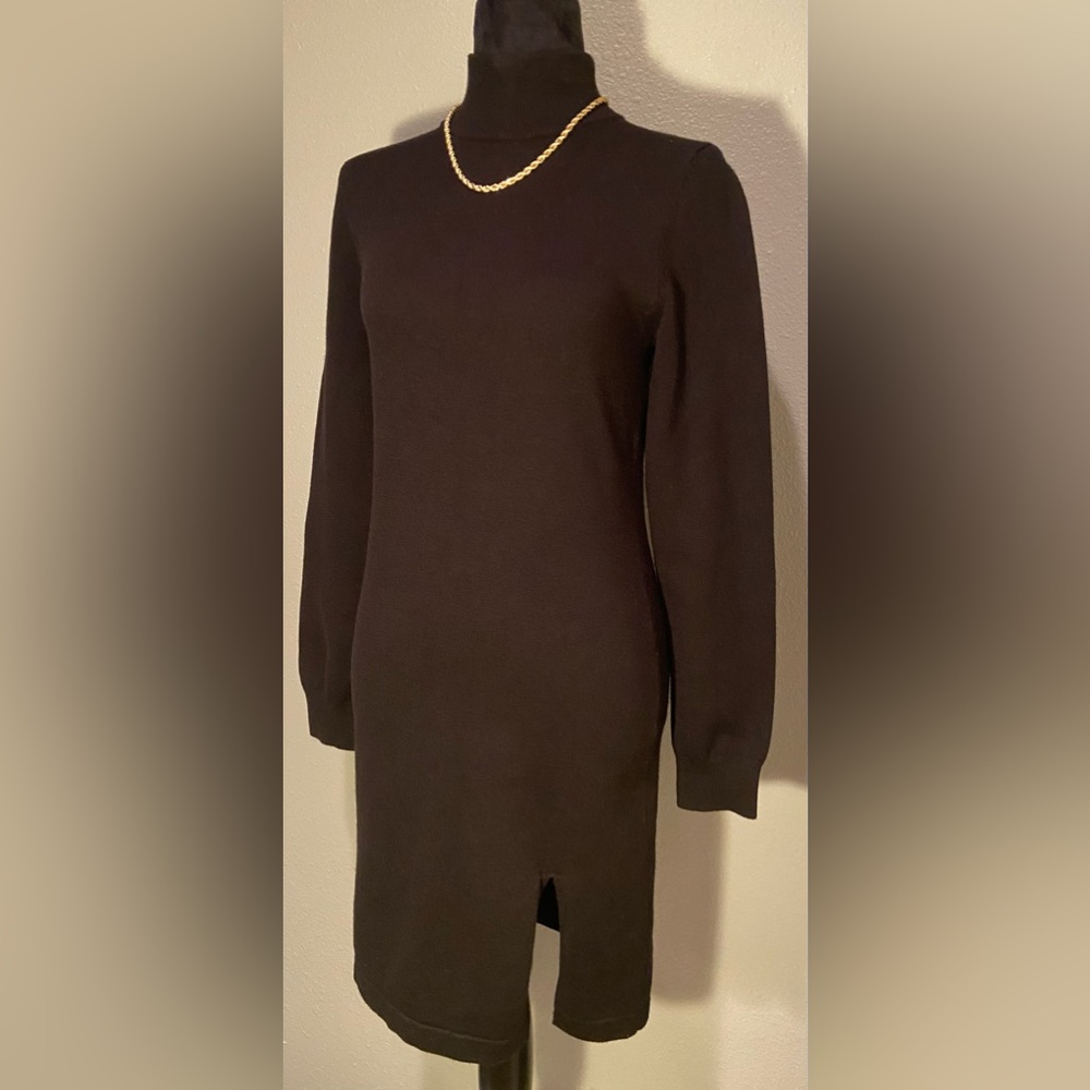 🔥Privacy Please ~ Black ~ Thick Warm Sweater Dress ~ Front Slit ~ NWOT 🖤🖤🖤